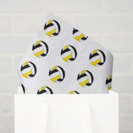 Papel De Seda pequeno padrão de voleibol dourado preto
