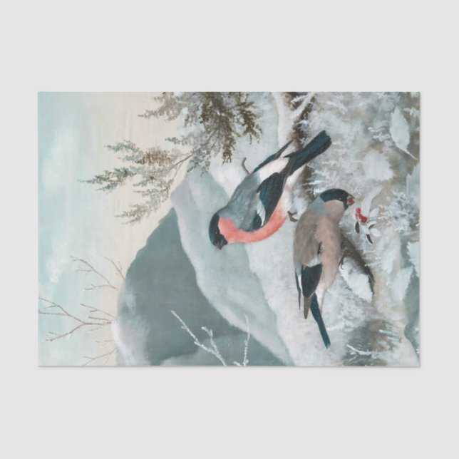 Papel De Seda Pequeno pássaro bonito - Bullfinch, Arte (Frente )