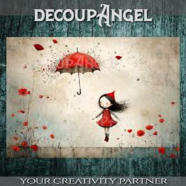 Papel De Seda Pequeno Vermelho com Guarda-chuvas e papagaios - S