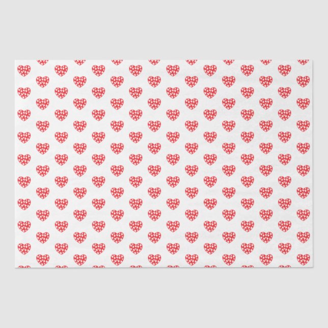 Papel De Seda Pequenos Corações Vermelhos (Frente )