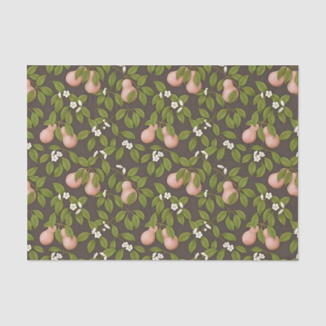 Papel De Seda Pêras Rosas (marrom escuro) (Frente )