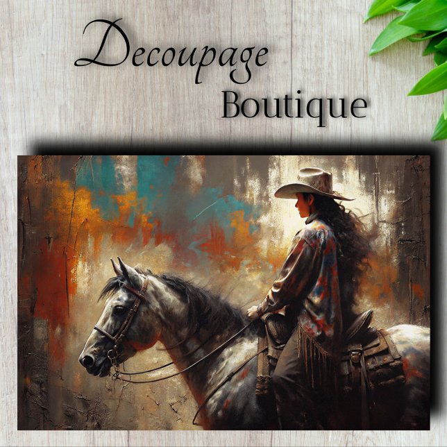 Papel De Seda Perfil de Vaqueira Decoupage (Cowgirl Profile Decoupage Tissue Paper)