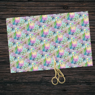 Papel De Seda Periquitos Amarelos e Azuis Perky Pastel