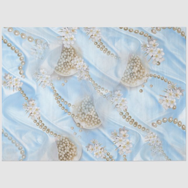 Papel De Seda Pérolas da Seda Azul e da Costa do Marfim (Frente )