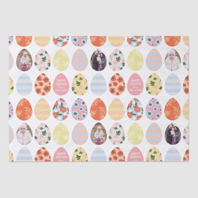 Papel De Seda Personalizado 3 ovos da páscoa da foto (Frente )