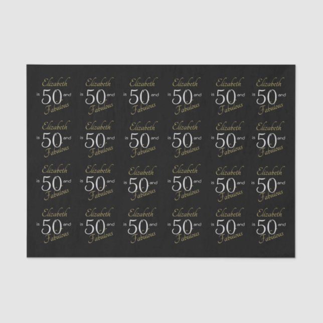 Papel De Seda Personalizado 50 Preto Dourado Fabuloso 50  (Frente )