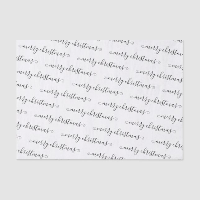 Papel De Seda Personalizado manuscrito preto de Natal (Frente )