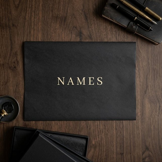 Papel De Seda Personalizar preto simples adicione seu nome legan (Criador carregado)