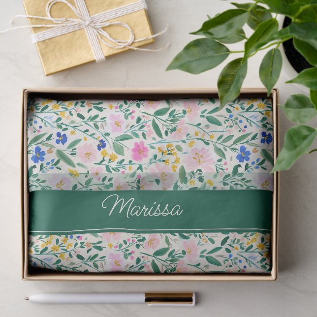 Papel De Seda Personalized Colorful Floral (Presente)