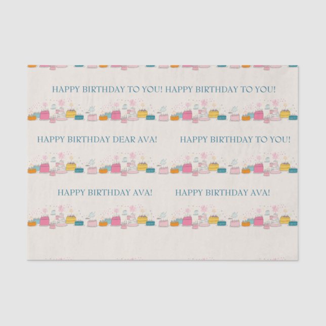 Papel De Seda Personalized Party Tissue – Doodle Cakes on Cream (Frente )