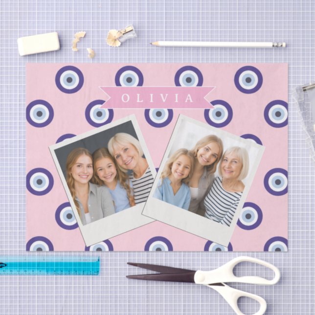 Papel De Seda Personalized Pink Evil Eye Pattern Gifts With Name (Arte )