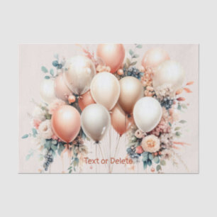 Papel De Seda Pêssego Branco Colorido Balões Florais Elegantes