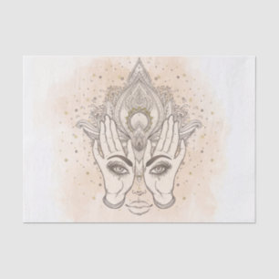 Papel De Seda Pêssego e Dourado Boho Flor de Lótus Beleza