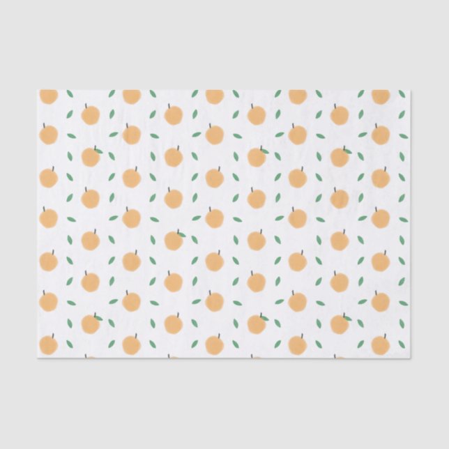 Papel De Seda Pêssegos Simples com Padrão de Folhas (Frente )