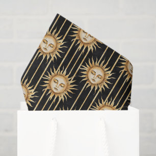Papel De Seda Pesta Cílios Sol Dourado Preto