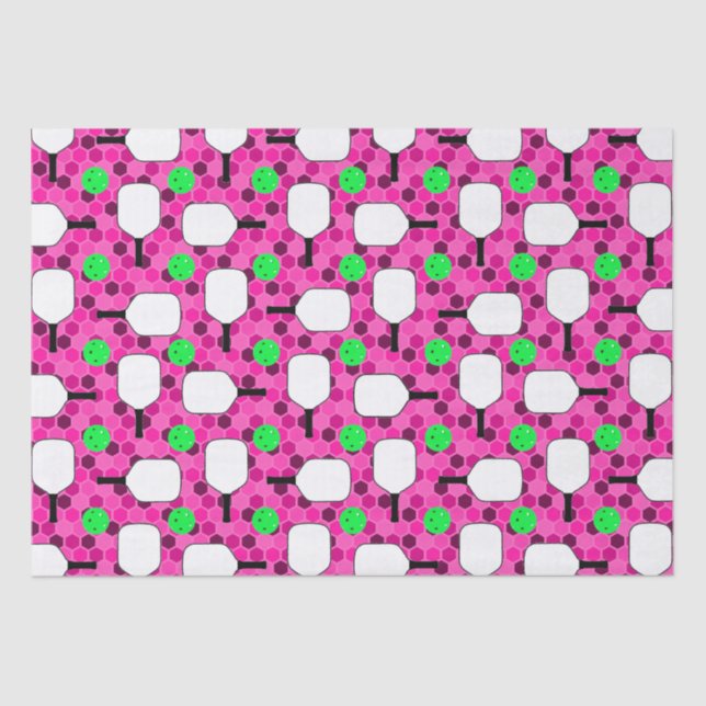 Papel De Seda Pickleball Paddle - Hexágonos Magenta Honeycomb (Frente )