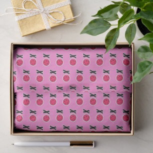 Papel De Seda Pickleball XOXO Abraços e Beijos Rosa Preto Branco