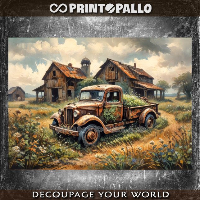 Papel De Seda Pickup Rusty abandonada na paisagem rural (Criador carregado)