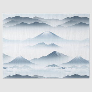 Papel De Seda Picos Nebulosos – Paisagem Montanhosa em Aquarela