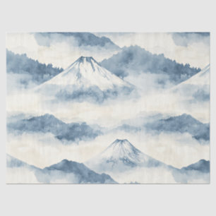 Papel De Seda Picos Nebulosos – Paisagem Montanhosa em Aquarela 