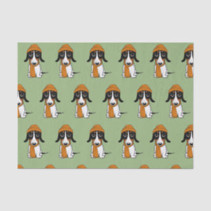 Papel De Seda Piebald Dachshund Cute Dog com Chapéu Patterado