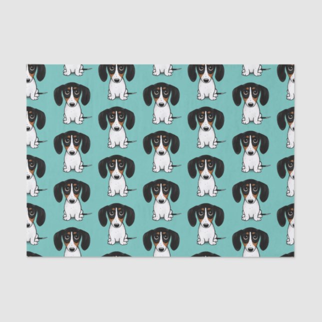 Papel De Seda Piebald Dachshund Cute Dog Patterado (Frente )