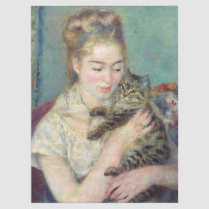Papel De Seda Pierre-Auguste Renoir - Mulher com gato