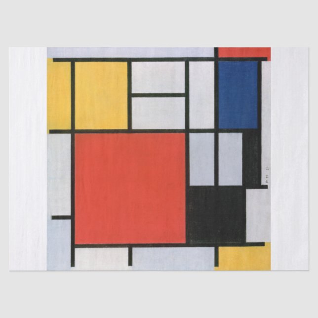Papel De Seda Piet Mondrian | Composição com vermelho, amarelo,  (Frente )