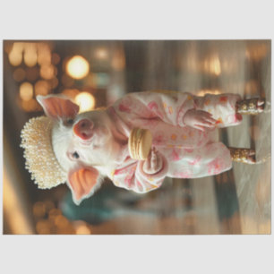 Papel De Seda Piglet Pink PJ Comendo Macarão Adorável