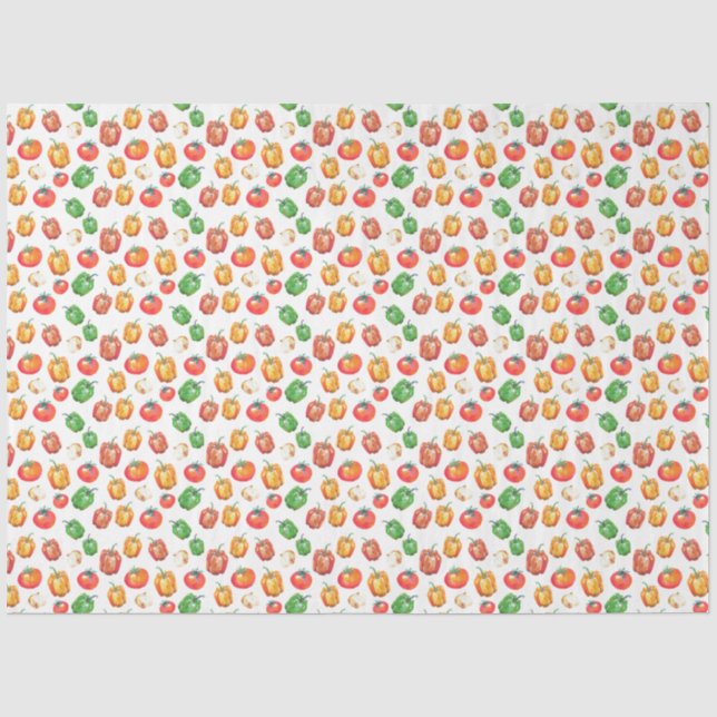 Papel De Seda Pimentões Tomate Cebola Desenho à Mão Comida (Frente )