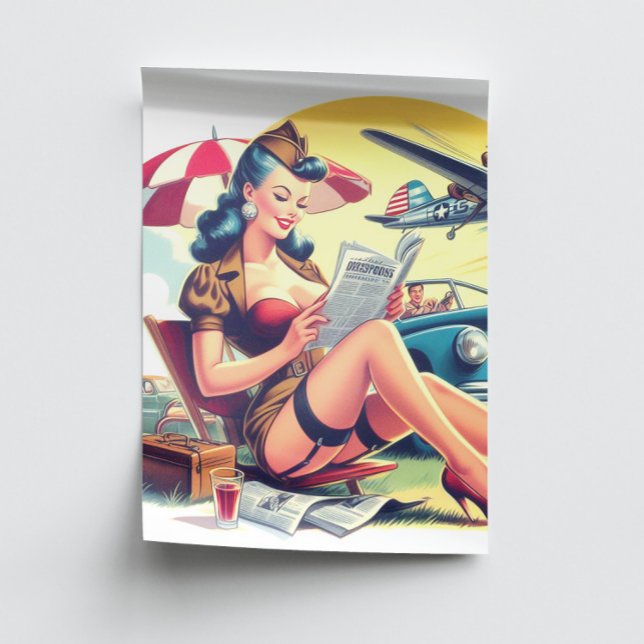 Papel De Seda Pin-up de Piloto Retro (Criador carregado)