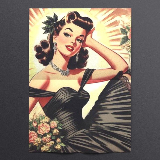 Papel De Seda Pin-up de vestido preto (Criador carregado)