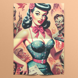 Papel De Seda Pin-up de Zombies Retro