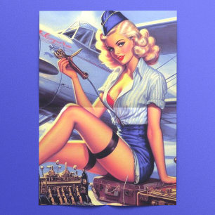 Papel De Seda Pin-up do avião de Vintage