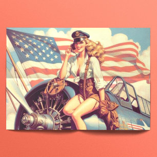 Papel De Seda Pin-up do avião de Vintage