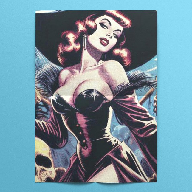 Papel De Seda Pin-up do Horror das Bruxas Retro (Criador carregado)