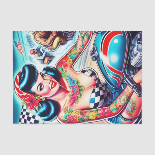 Papel De Seda Pin-up do Hot Biker (Frente )