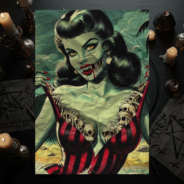 Papel De Seda Pin-up do Zombie Vampire (Criador carregado)