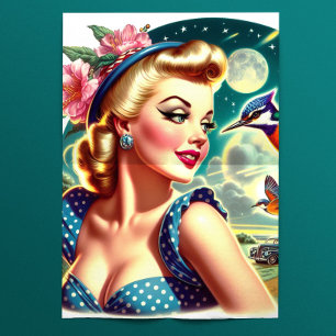 Papel De Seda Pin-up Kitsch Fofo Retrô