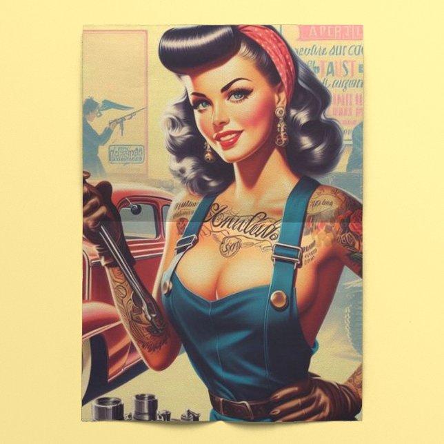 Papel De Seda Pin-up Mecânico da Vintage (Criador carregado)