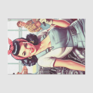 Papel De Seda Pin-up Mecânico da Vintage
