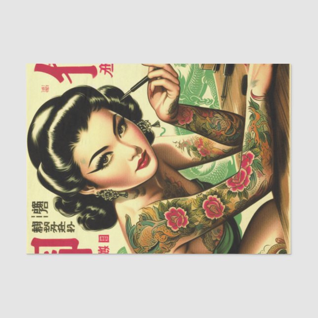 Papel De Seda Pin-up Oriental Retro (Frente )