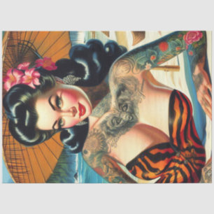 Papel De Seda Pin-up Retro Tattoo Beach