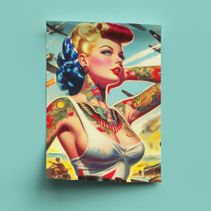 Papel De Seda Pin-up Tatuada Vintage