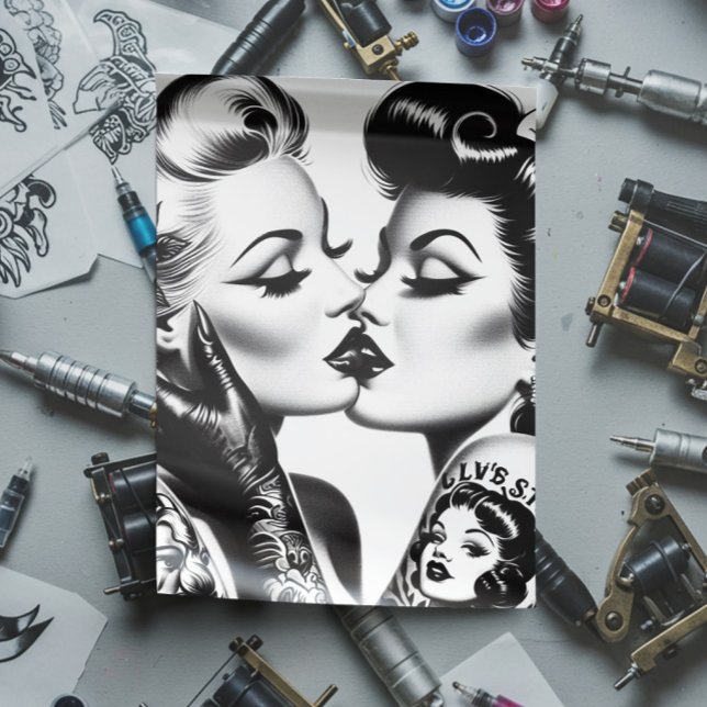 Papel De Seda Pin-ups de beijo retrô (Criador carregado)