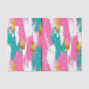 Papel De Seda Pincéis Abstrato coloridos - Mint & Pink (3)