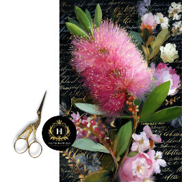 Papel De Seda Pincel de Fundo Rosa e Descolagem de Florais