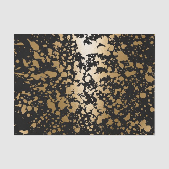Papel De Seda Pincel Metálico Preto e Ouro (Frente )