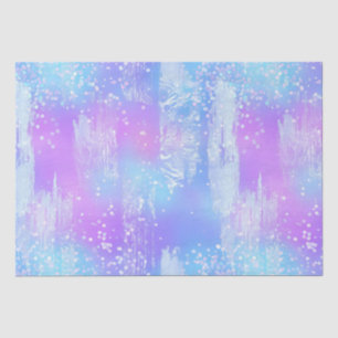 Papel De Seda Pinceladas de Tinta Iridescente Roxa e Azul