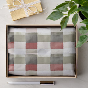 Papel De Seda Pine Green Ivory Red Strips Natal